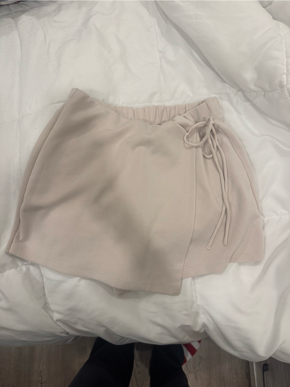 High-Waist Drawstring Lounge Shorts - Light Blush